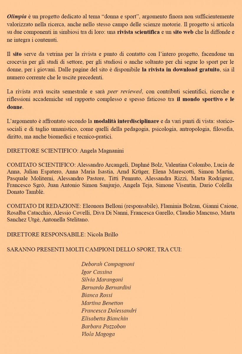 Locandina Olimpia rivista su Donna e Sport - retro